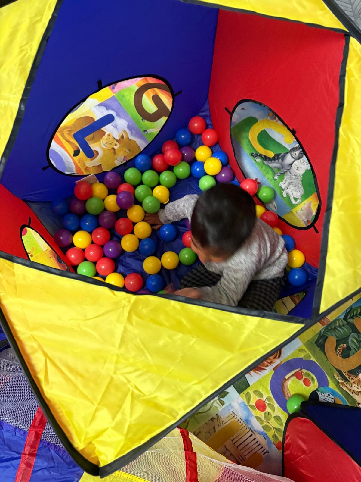1 kid playing in ball pit