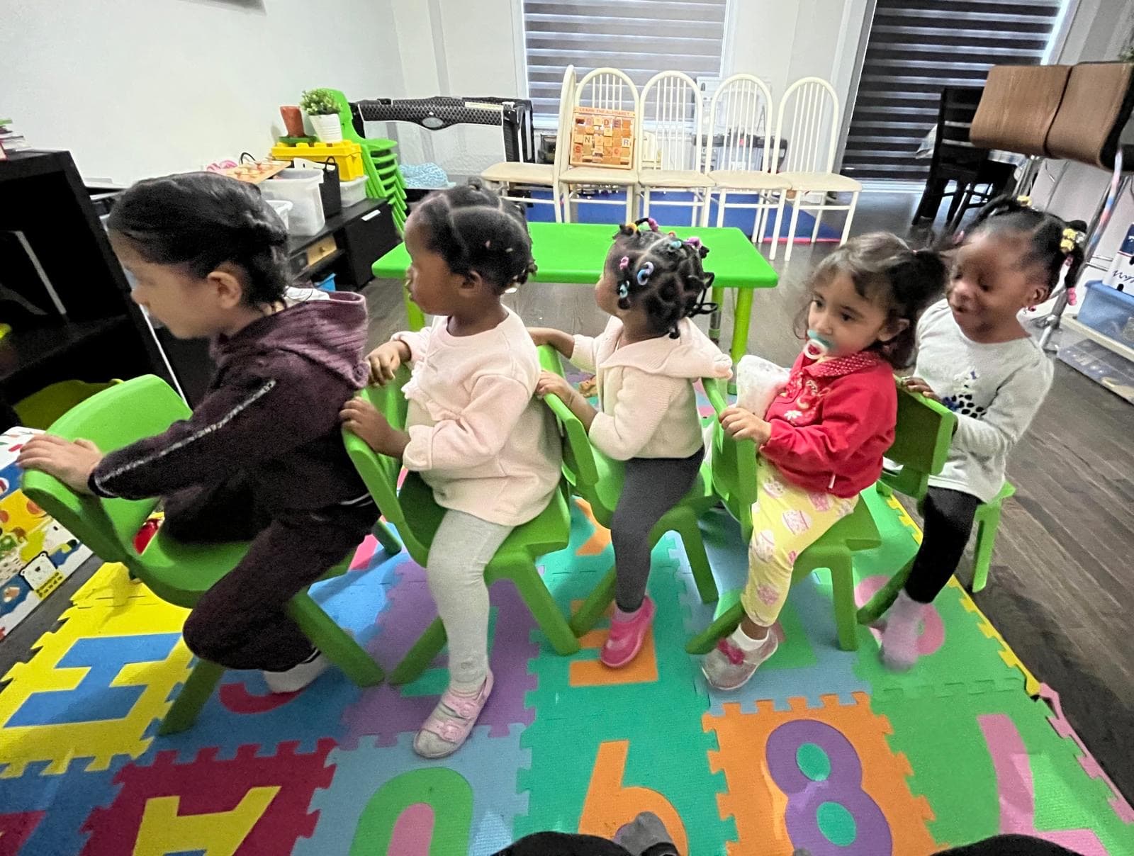 Chuchu train with chairs and kids